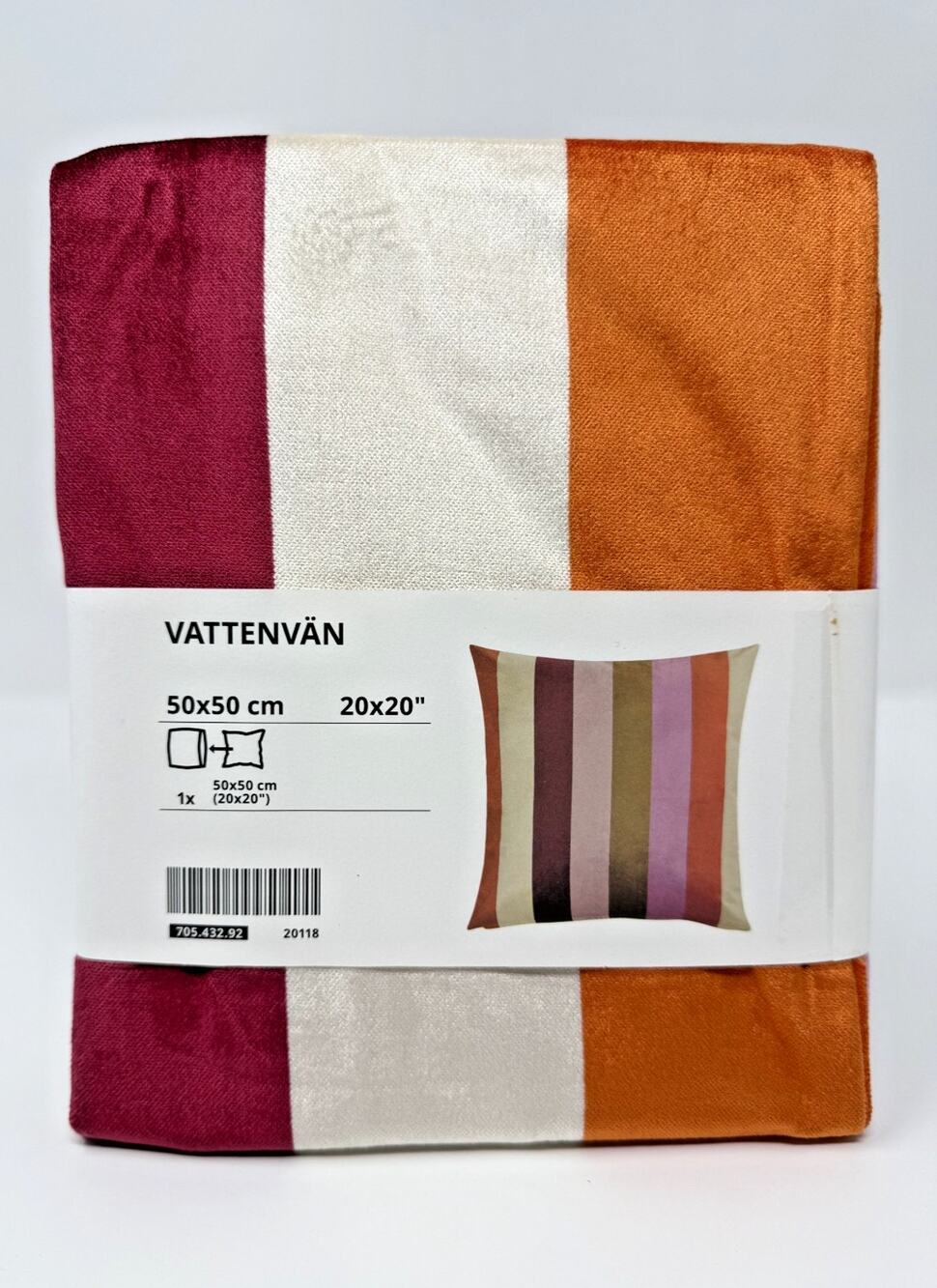 IKEA VATTENVÄN Cushion Cover Pink Stripe 20"x20" Throw Pillow Cover – NEW